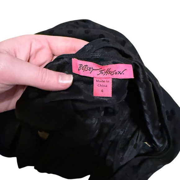 Betsey Johnson Black Polka Dot Silk Mini Dress Size 4 - Picture 6 of 7